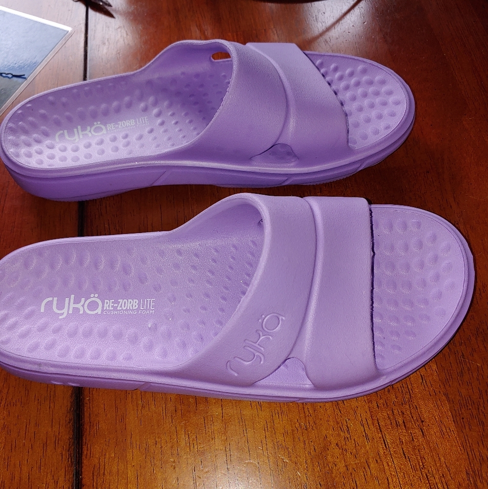 Ryka Womens Rezorb Lite Slide Purple Sandle Shoe Slides Sz 8